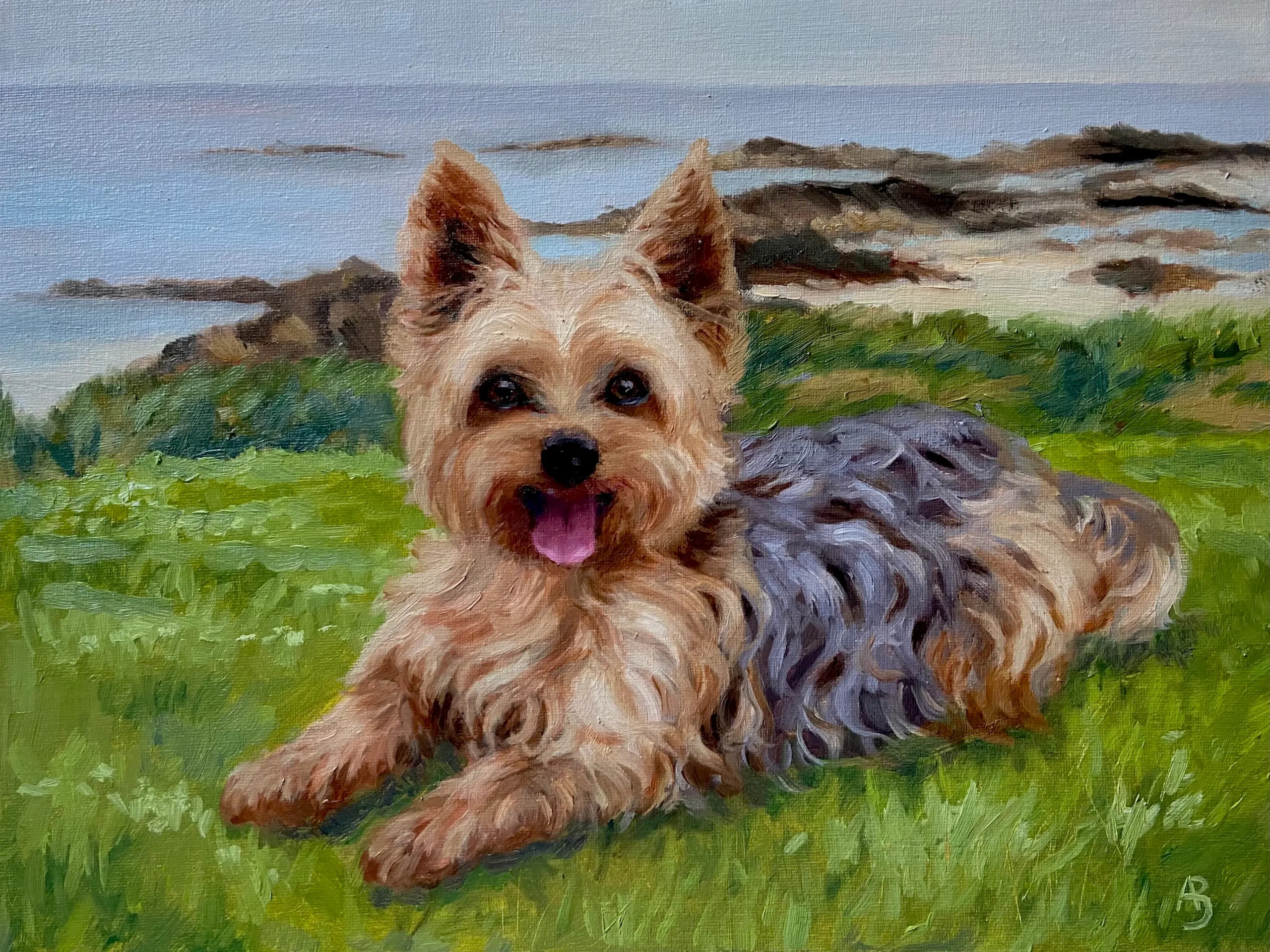 Painting of a Yorkie by Angela Burdon Art